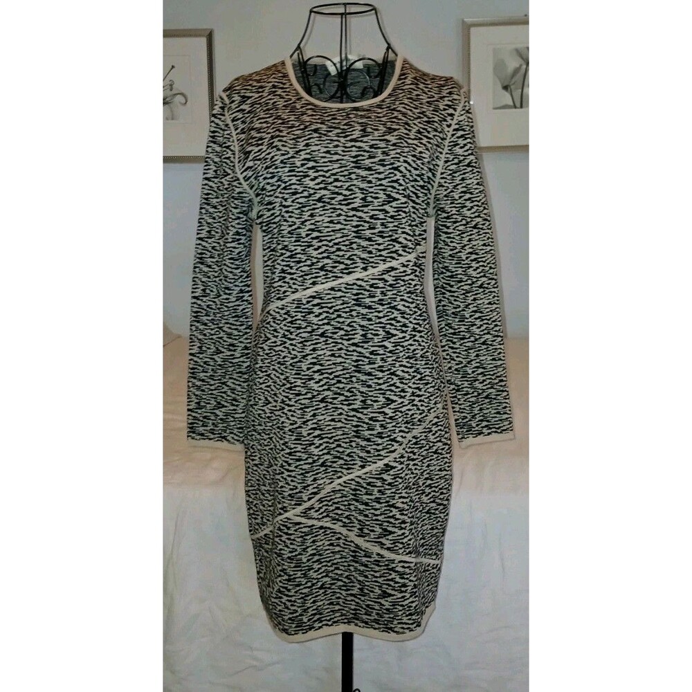 Vtg Paris 80s Fabrice Karel Knit Dress Sz M Animal Print Made In France Luxury